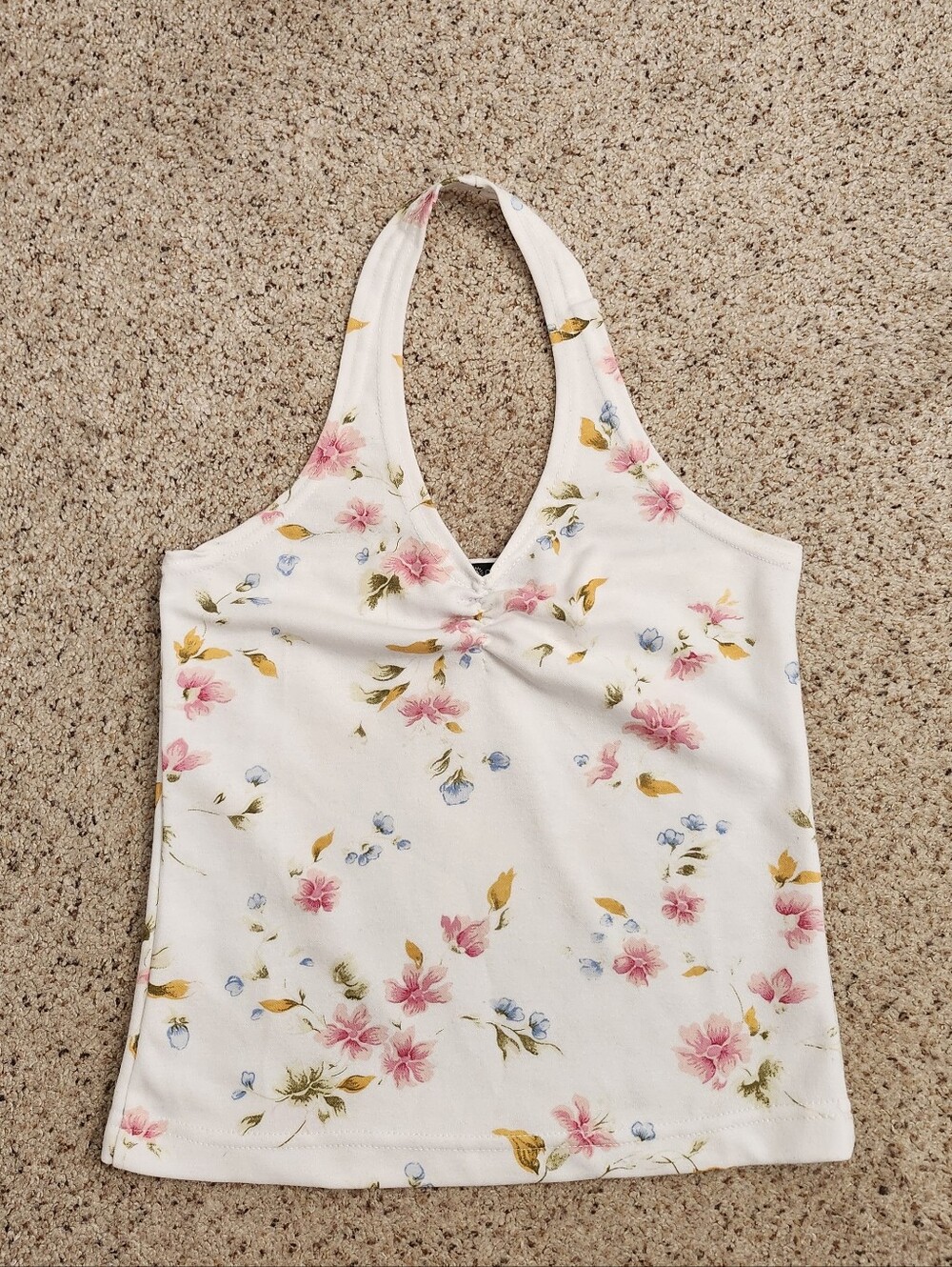 White Floral Y2k Halter Top